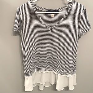 Francesca's Blue Rain Striped Peplum Top